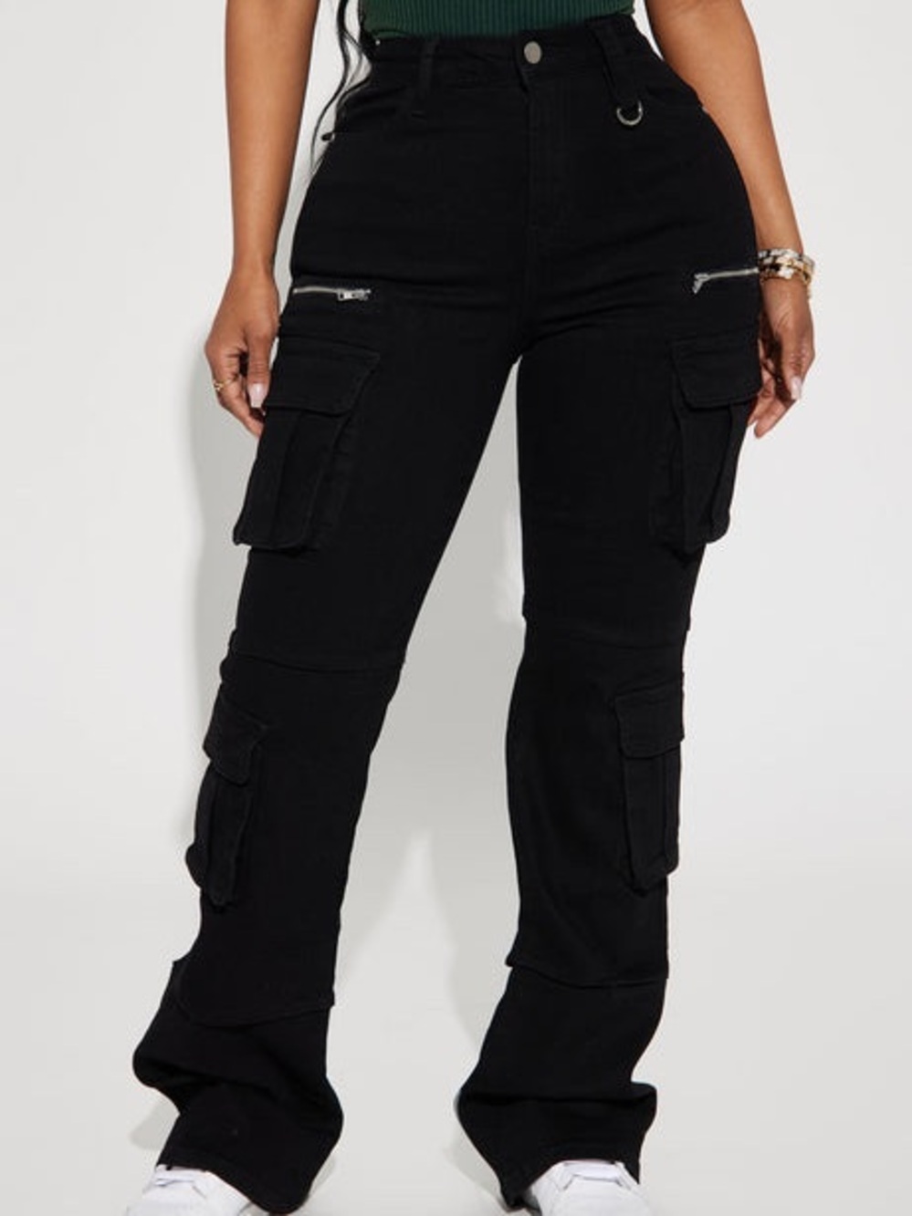Fashion Nova City Streets Stretch Cargo Jean in Black Size 3